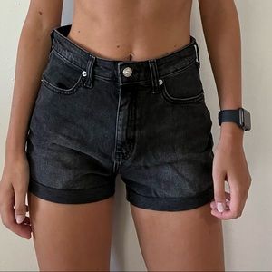 Black denim shorts